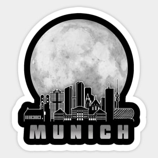 Munich Germany Skyline Full Moon Sticker